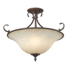 Golden 8606-SF RBZ-TEA - Wry Lighting Homestead 3-light Semi-Flush Mount in Rubbed Bronze